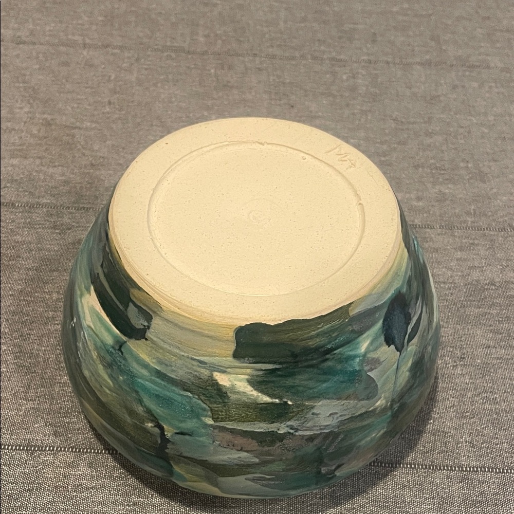 Artisan Ceramic pottery Bowl - Teal and Gray - Picture 5 of 7